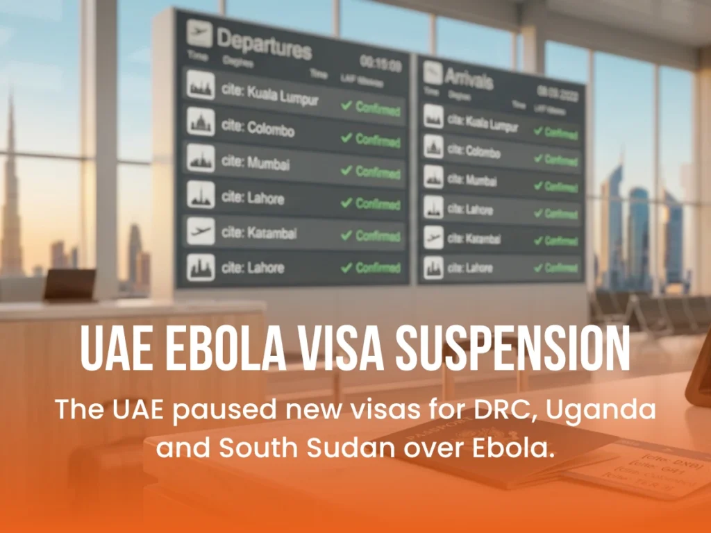 Passport and boarding pass on an airport counter, representing UAE visa policy affecting travellers from DRC, Uganda, and South Sudan